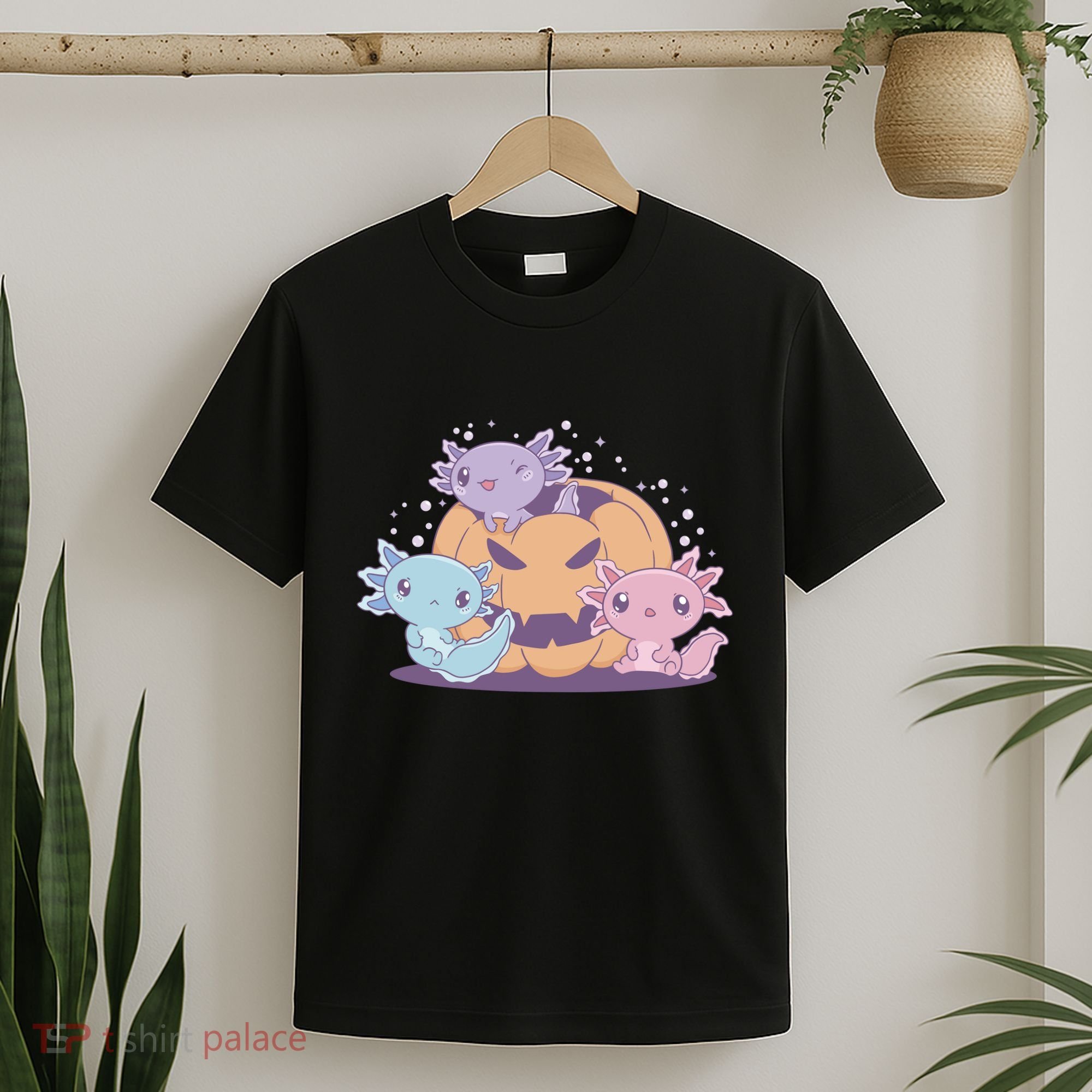 Cute Axolotl Halloween Pumpkin T-Shirt