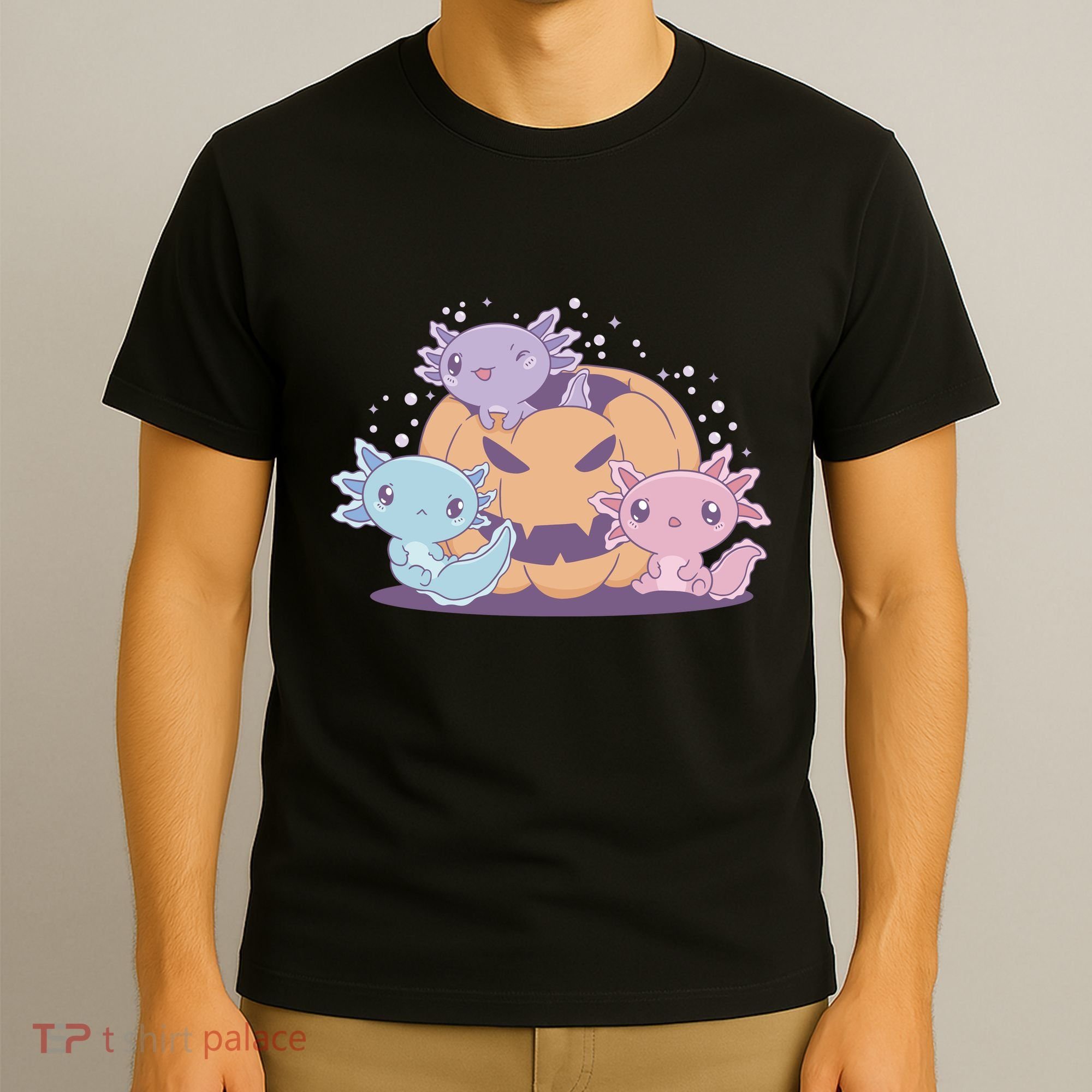 Cute Axolotl Halloween Pumpkin T-Shirt
