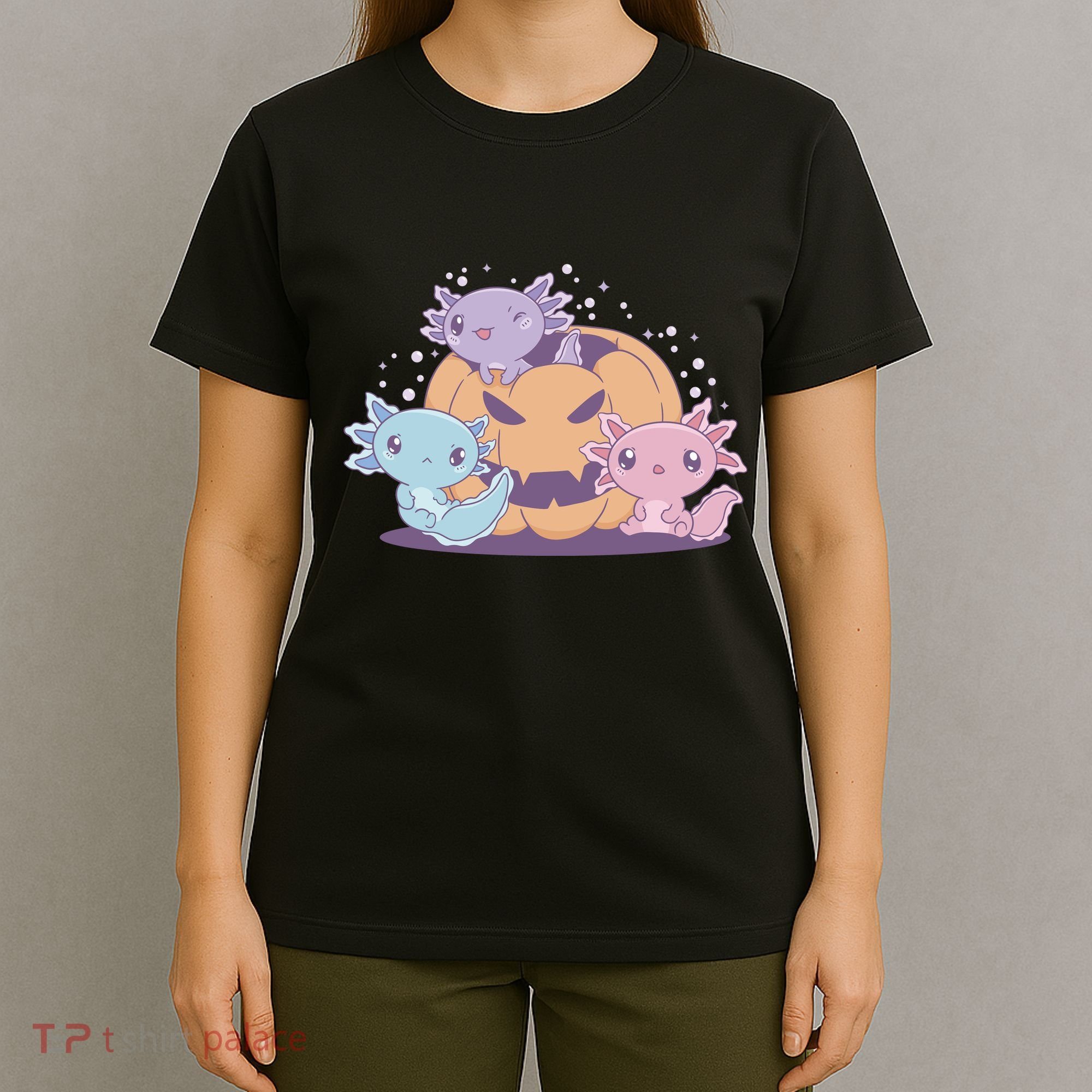 Cute Axolotl Halloween Pumpkin T-Shirt