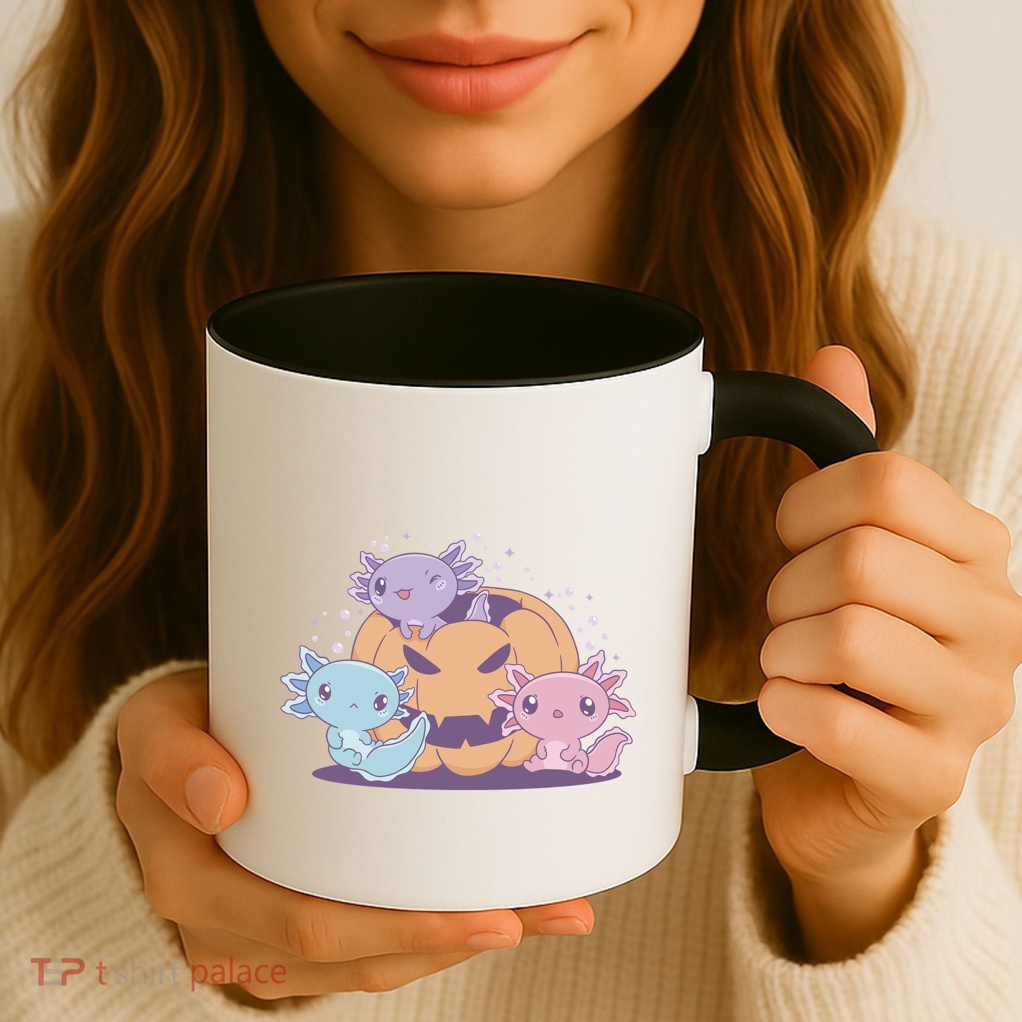 Cute Axolotl Halloween Pumpkin Coffee Mug