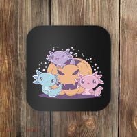 Cute Axolotl Halloween Pumpkin Coaster thumb 0