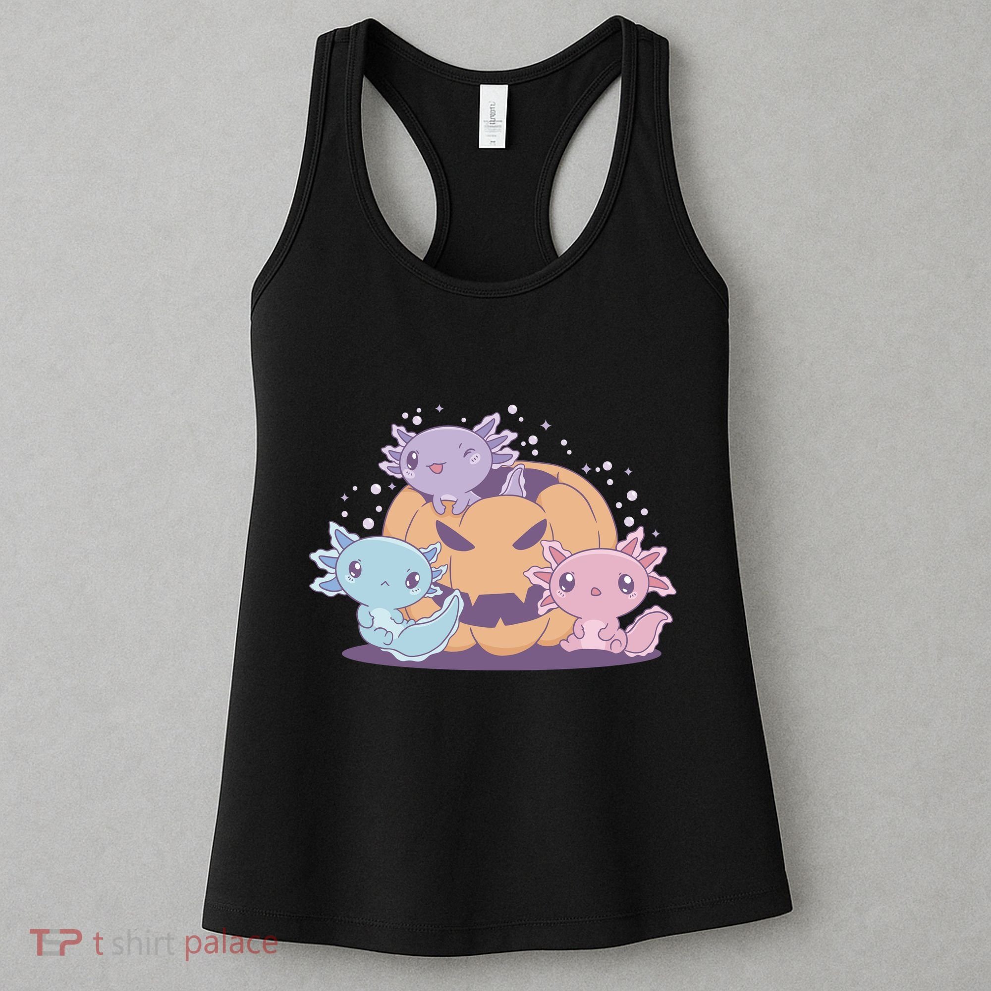 Cute Axolotl Halloween Pumpkin Women's Tank Top