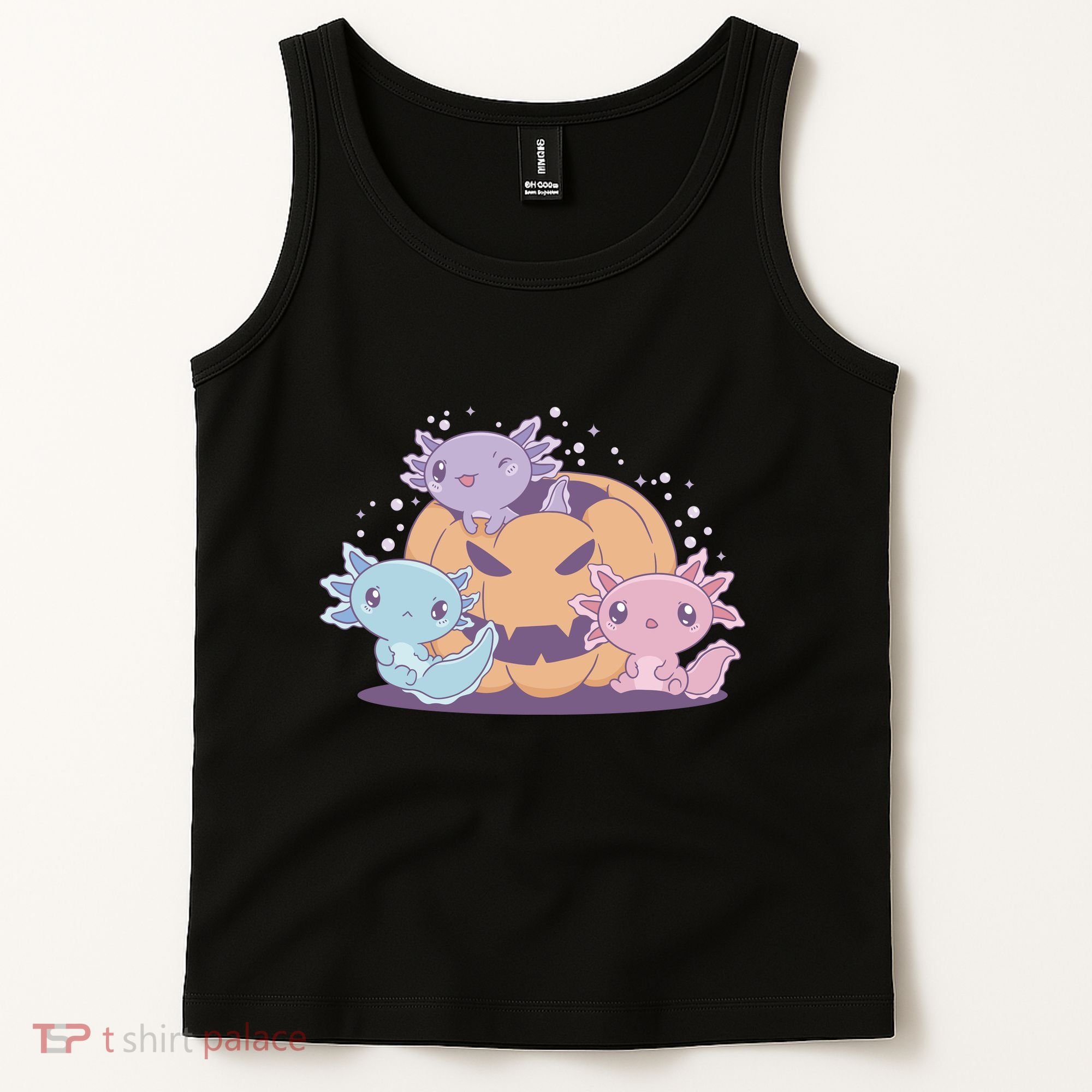 Cute Axolotl Halloween Pumpkin Tank Top