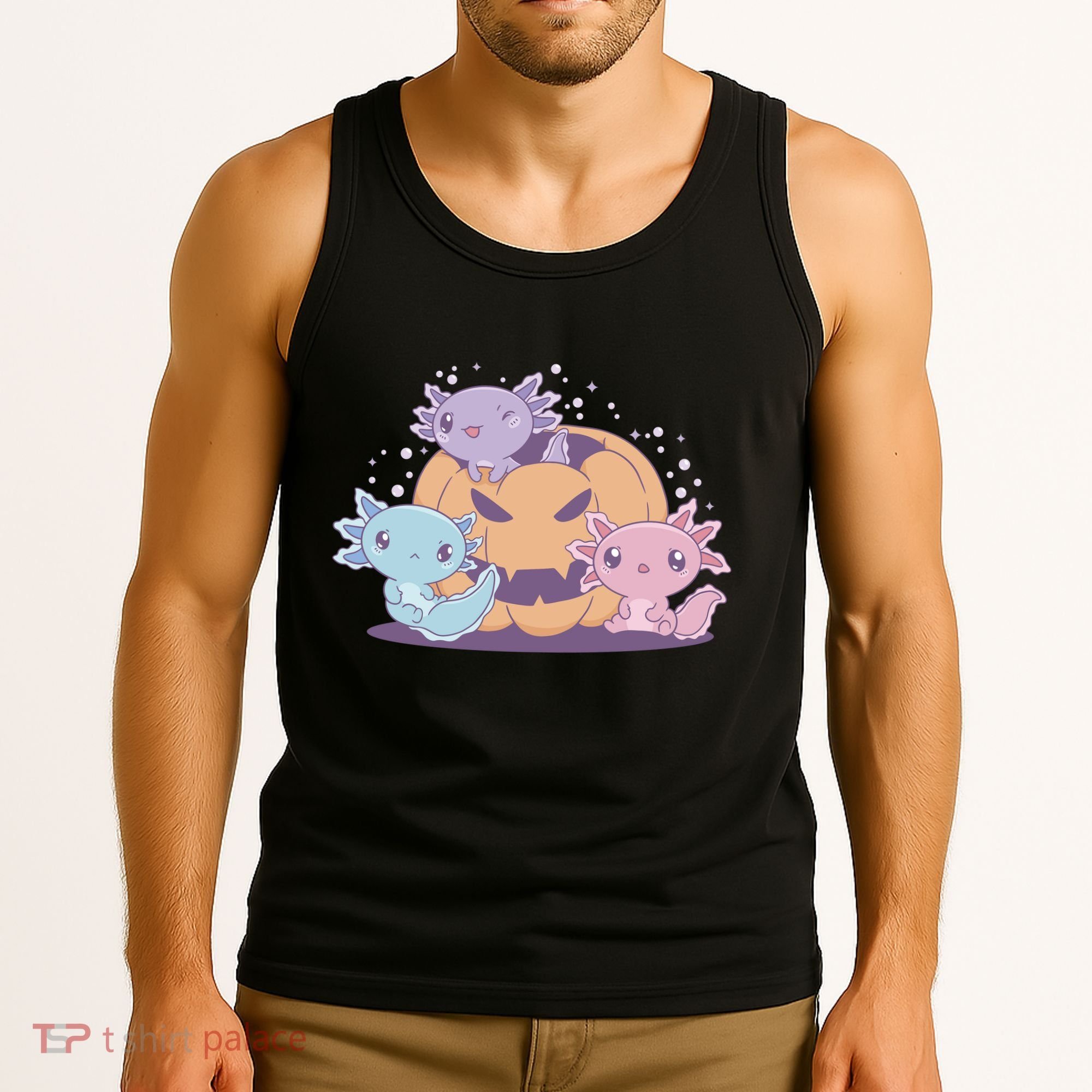 Cute Axolotl Halloween Pumpkin Tank Top