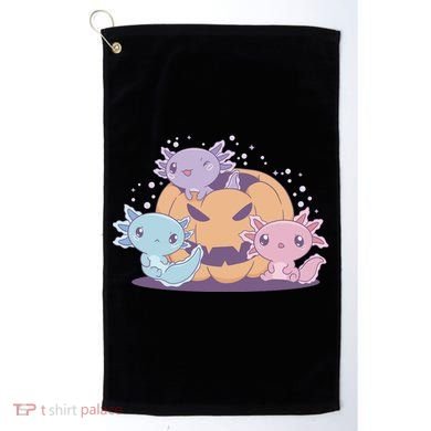 Cute Axolotl Halloween Pumpkin Golf Towel