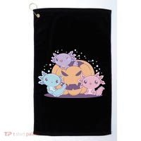 Cute Axolotl Halloween Pumpkin Golf Towel thumb 0