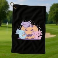 Cute Axolotl Halloween Pumpkin Golf Towel thumb 1
