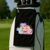 Cute Axolotl Halloween Pumpkin Golf Towel thumb 2