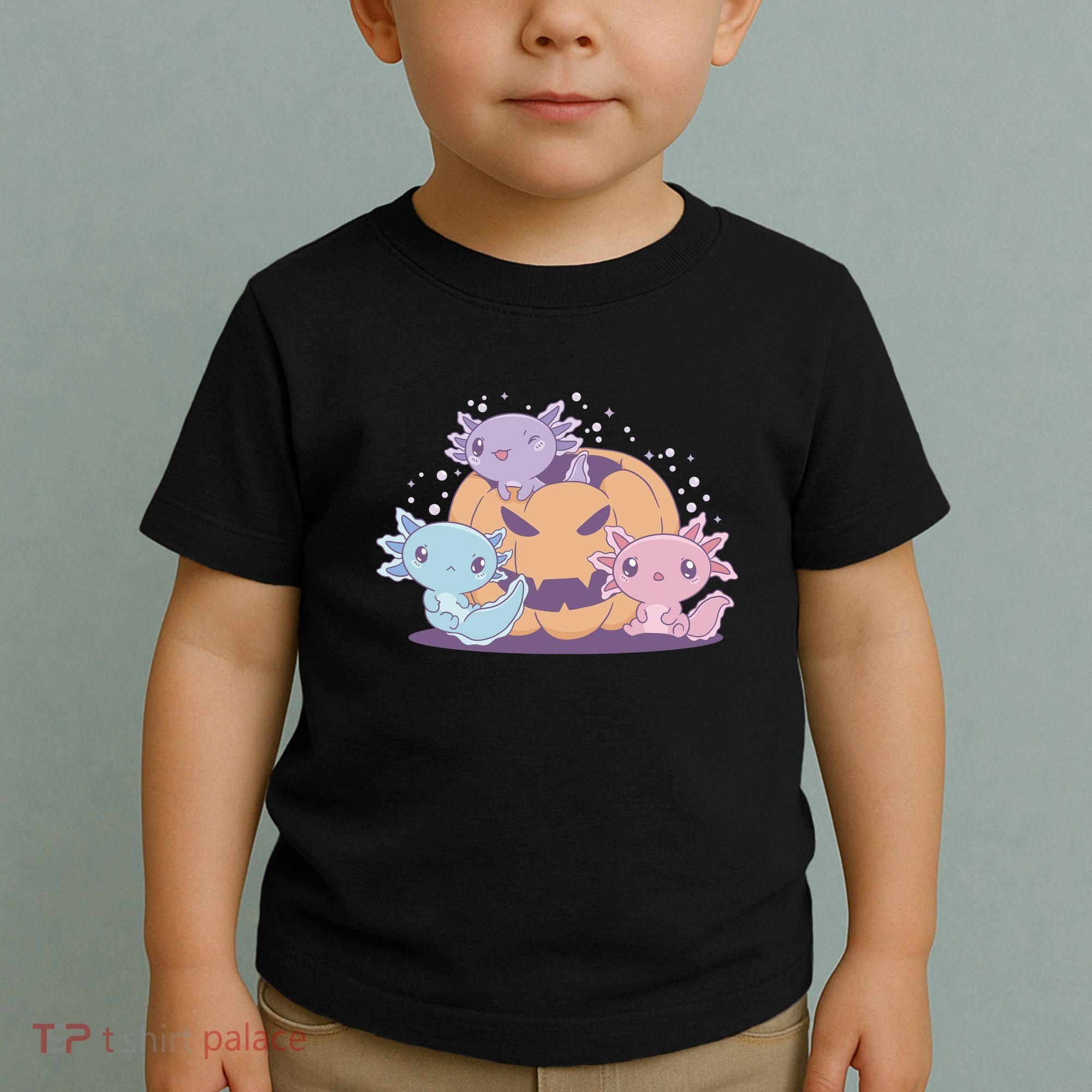 Cute Axolotl Halloween Pumpkin Toddler T-Shirt