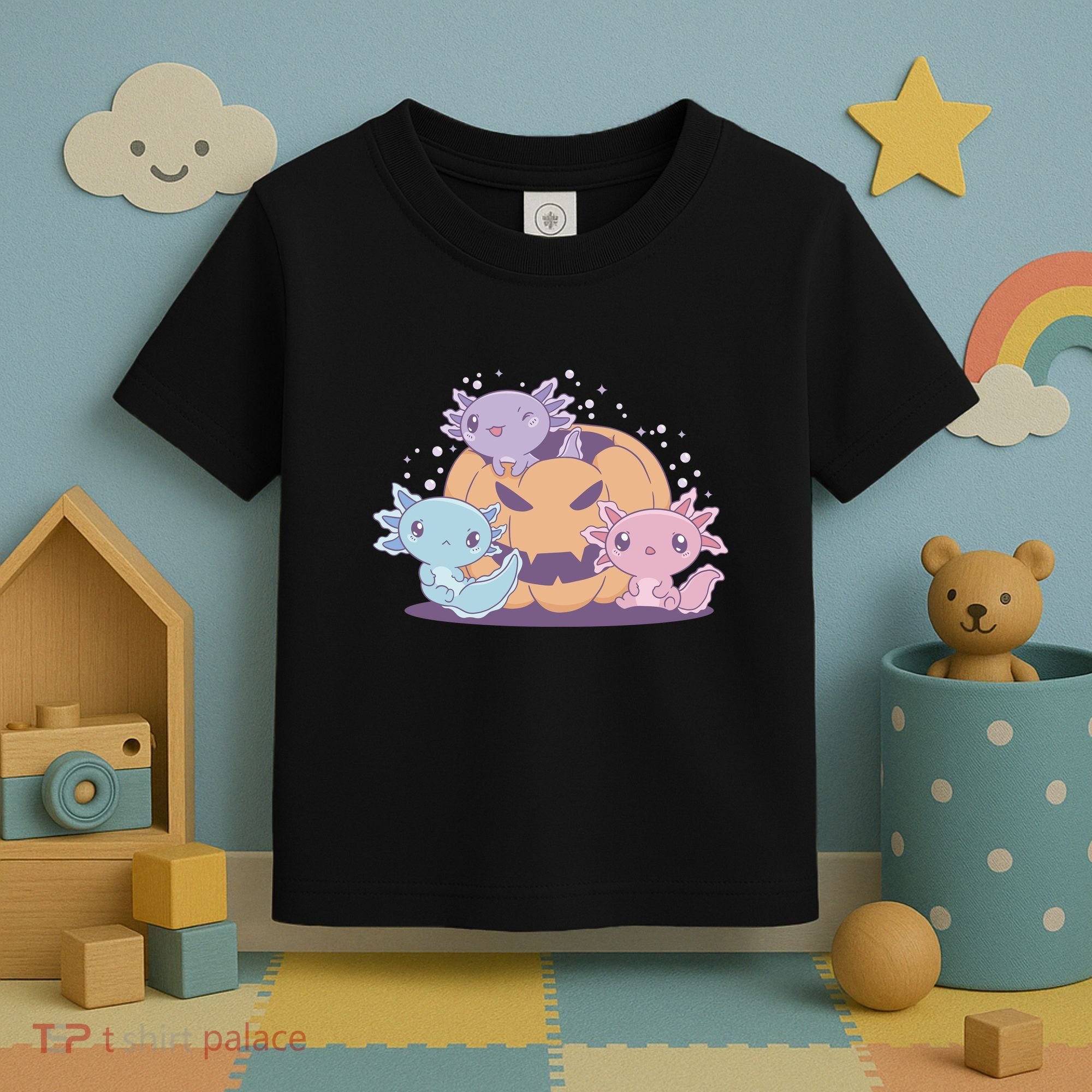 Cute Axolotl Halloween Pumpkin Toddler T-Shirt