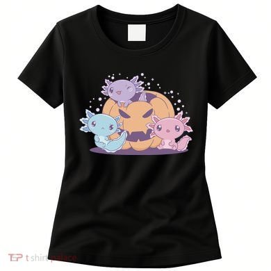 Cute Axolotl Halloween Pumpkin Women's T-Shirt