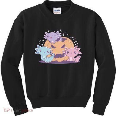 Cute Axolotl Halloween Pumpkin Kids Sweatshirt