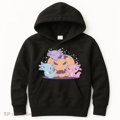 Cute Axolotl Halloween Pumpkin Kids Hoodie