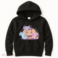 Cute Axolotl Halloween Pumpkin Kids Hoodie thumb 0