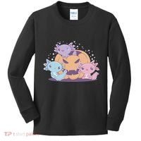 Cute Axolotl Halloween Pumpkin Kids Long Sleeve Shirt thumb 0