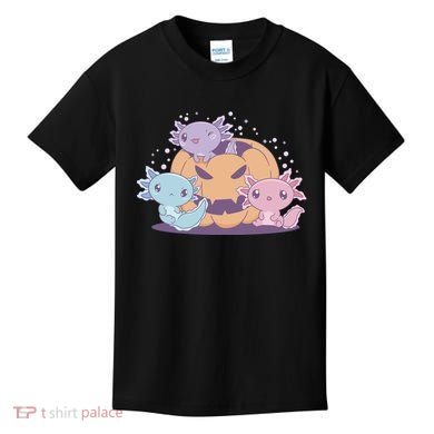 Cute Axolotl Halloween Pumpkin Kids T-Shirt