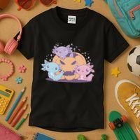 Cute Axolotl Halloween Pumpkin Kids T-Shirt thumb 3