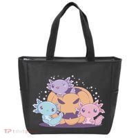 Cute Axolotl Halloween Pumpkin Tote Bag thumb 0