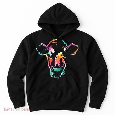 Cow Art Head Gift Watercolor Hoodie