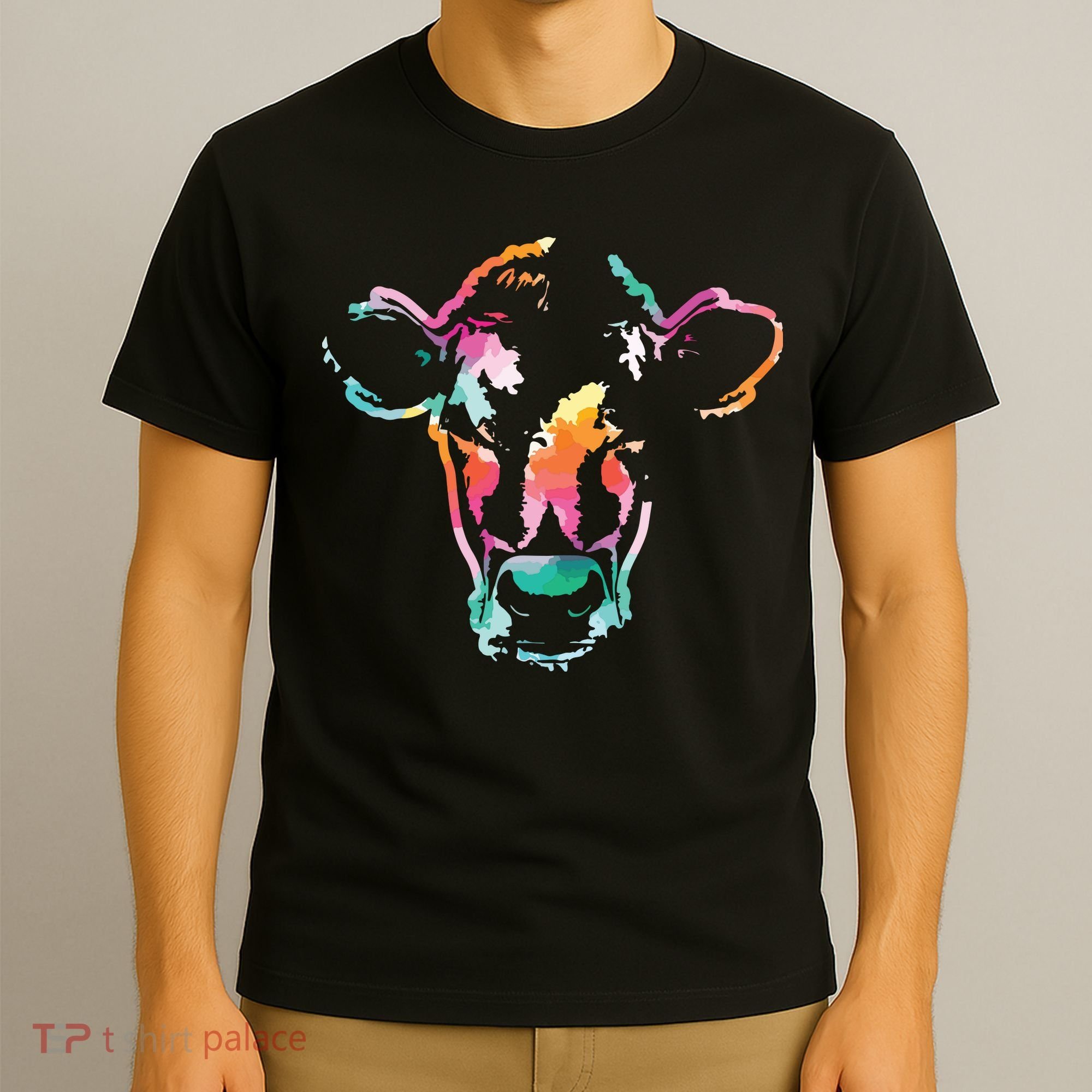 Cow Art Head Gift Watercolor T-Shirt
