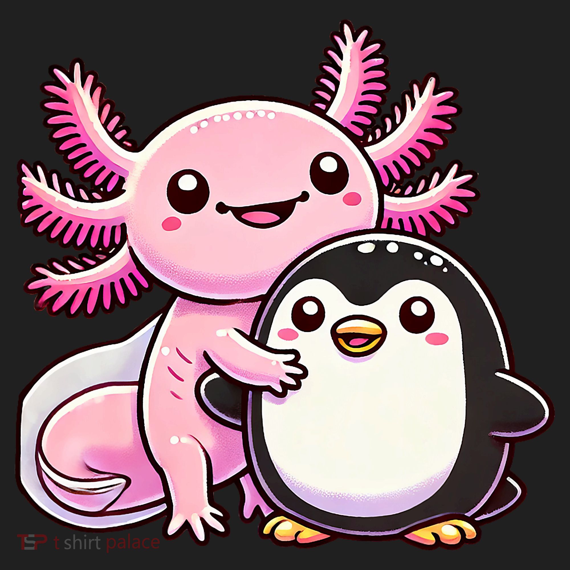 Cute Axolotl Hugging Penguin Women's Sweatshirt