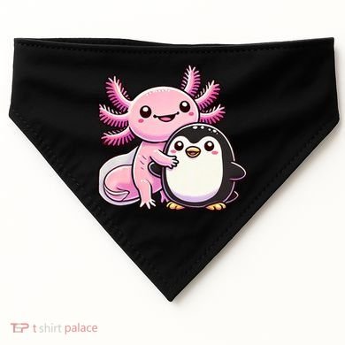 Cute Axolotl Hugging Penguin USA-Made Doggie Bandana