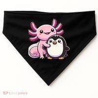Cute Axolotl Hugging Penguin USA-Made Doggie Bandana thumb 0