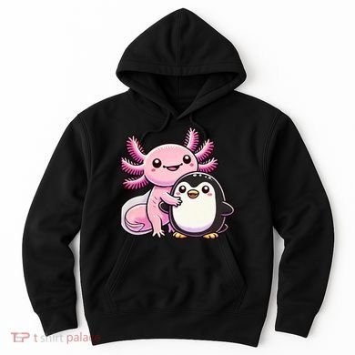 Cute Axolotl Hugging Penguin Hoodie