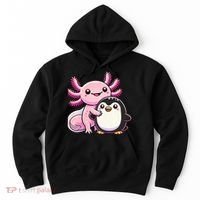 Cute Axolotl Hugging Penguin Hoodie thumb 0
