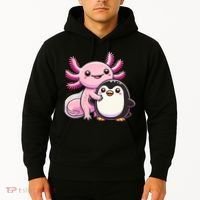 Cute Axolotl Hugging Penguin Hoodie thumb 2