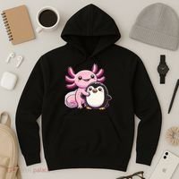 Cute Axolotl Hugging Penguin Hoodie thumb 3