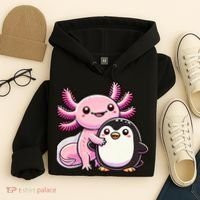 Cute Axolotl Hugging Penguin Hoodie thumb 4