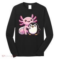 Cute Axolotl Hugging Penguin Long Sleeve Shirt thumb 0