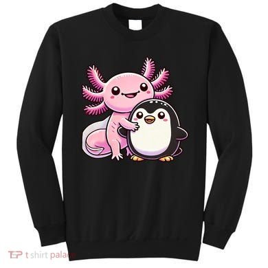 Cute Axolotl Hugging Penguin Sweatshirt