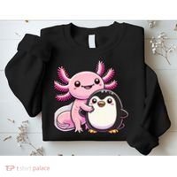 Cute Axolotl Hugging Penguin Sweatshirt thumb 2