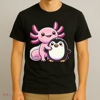 Cute Axolotl Hugging Penguin T-Shirt thumb 3
