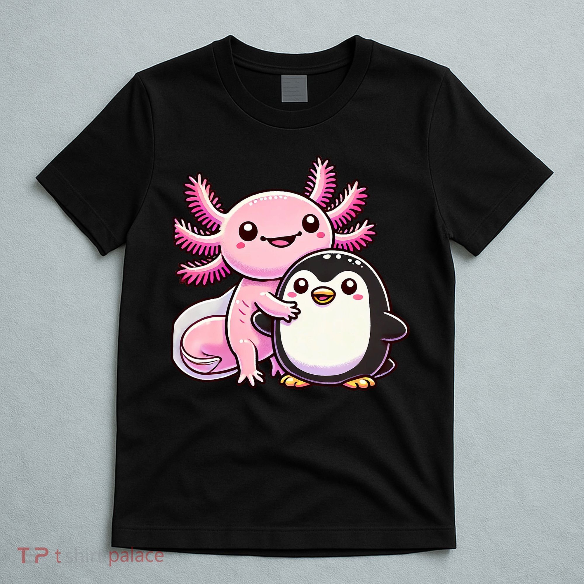Cute Axolotl Hugging Penguin T-Shirt