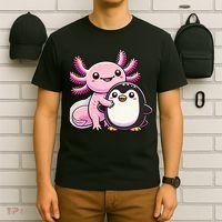 Cute Axolotl Hugging Penguin T-Shirt thumb 6