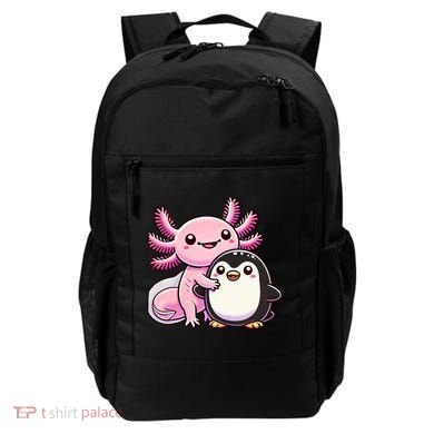 Cute Axolotl Hugging Penguin Backpack