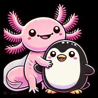 Cute Axolotl Hugging Penguin Backpack thumb 2