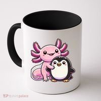 Cute Axolotl Hugging Penguin Coffee Mug thumb 0