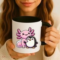 Cute Axolotl Hugging Penguin Coffee Mug thumb 3
