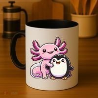 Cute Axolotl Hugging Penguin Coffee Mug thumb 4