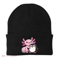 Cute Axolotl Hugging Penguin Beanie thumb 0
