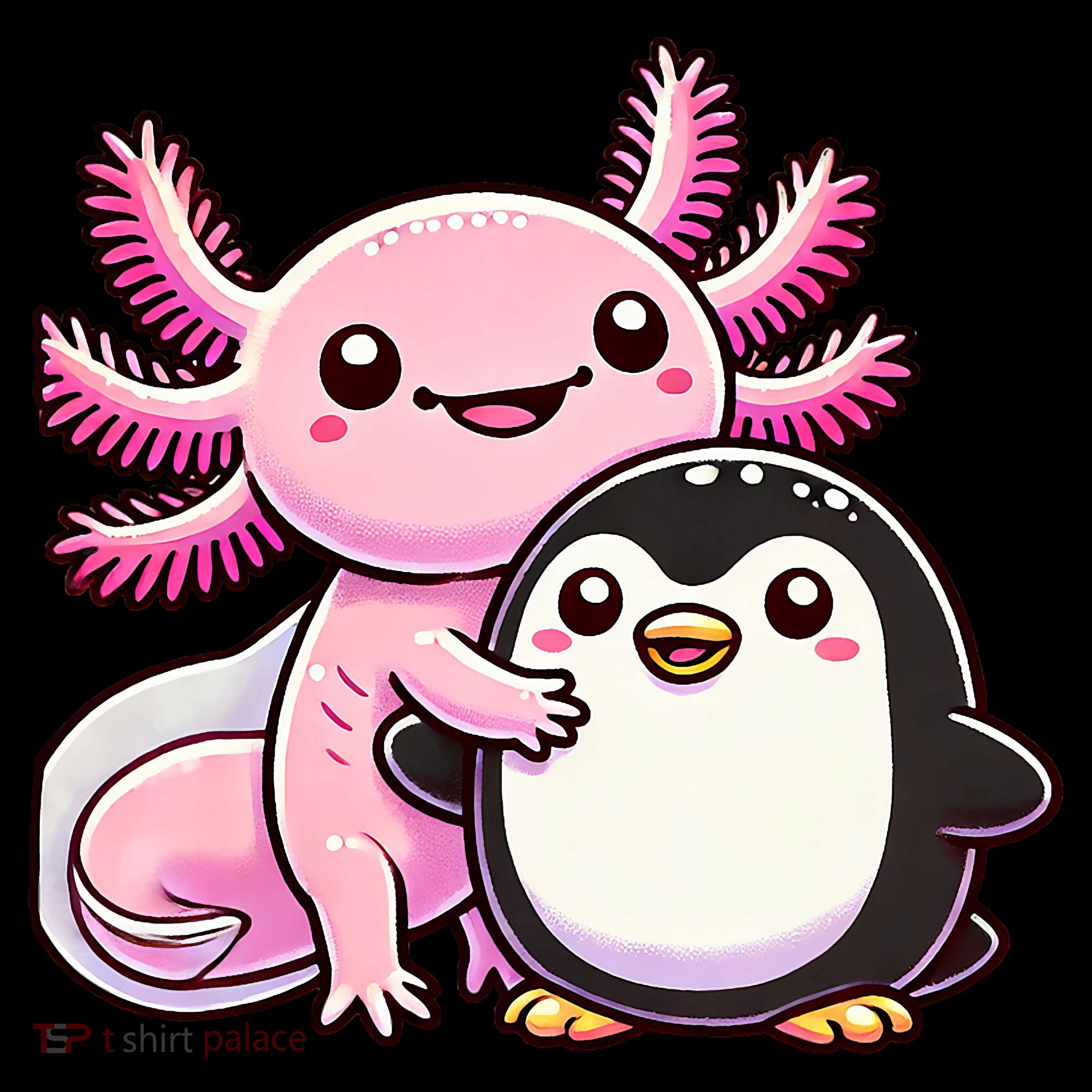 Cute Axolotl Hugging Penguin Women's Hoodie