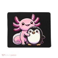 Cute Axolotl Hugging Penguin Mousepad thumb 0