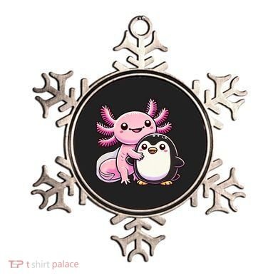 Cute Axolotl Hugging Penguin Ornament