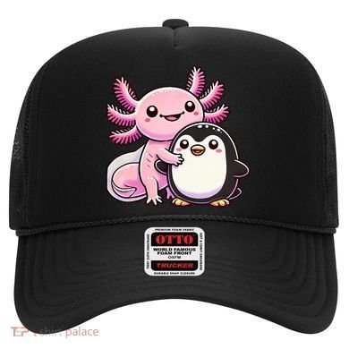 Cute Axolotl Hugging Penguin Hat