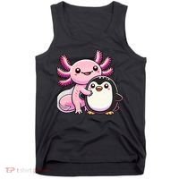 Cute Axolotl Hugging Penguin Tank Top thumb 0