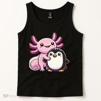 Cute Axolotl Hugging Penguin Tank Top thumb 2